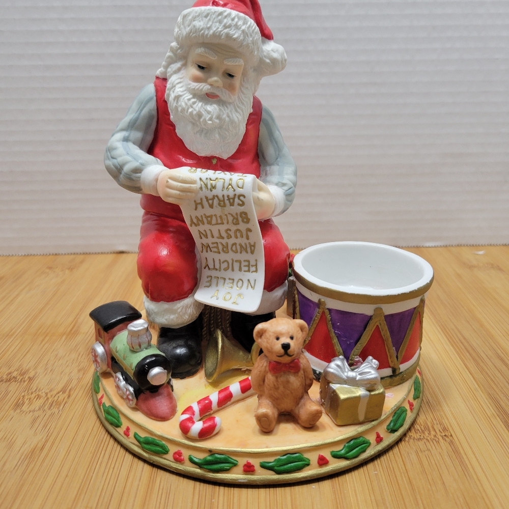 PartyLite Santa candle holder Santa Is Checking His List Party Lite Santa's List